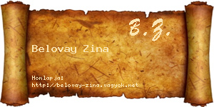 Belovay Zina névjegykártya